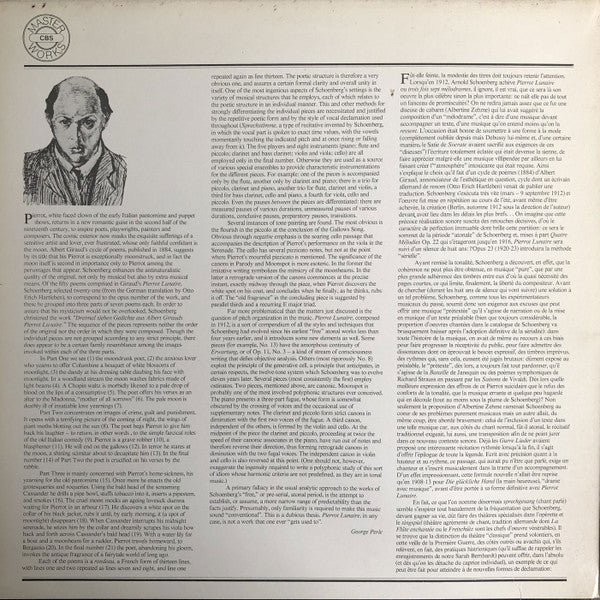 Arnold Schoenberg, Pierre Boulez, Pinchas Zukerman, Lynn Harrell, Michel Debost, Antony Pay, Daniel Barenboim, Yvonne Minton – Pierrot Lunaire LP vinyl record, image 2 of 6