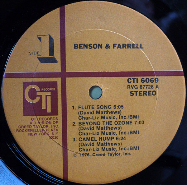 George Benson, Joe Farrell – Benson & Farrell LP vinyl record, image 5 of 8