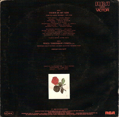 Eurythmics – Thorn In My Side 7" vinyl record, image 2 of 4