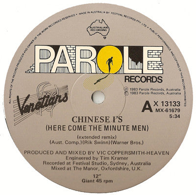 The Venetians – Chinese I's (Here Come The Minute Men) 12" vinyl record, image 2 of 4