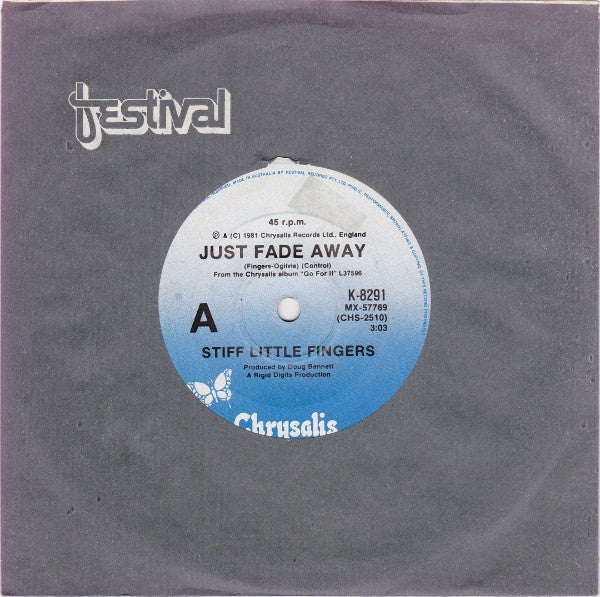 Stiff Little Fingers – Just Fade Away 7" vinyl record, image 3 of 3