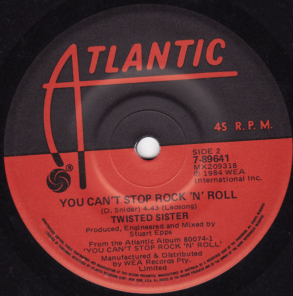 Twisted Sister – We're Not Gonna Take It 7" vinyl record, image 2 of 3