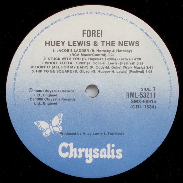Huey Lewis & The News – Fore! LP vinyl record, image 3 of 6