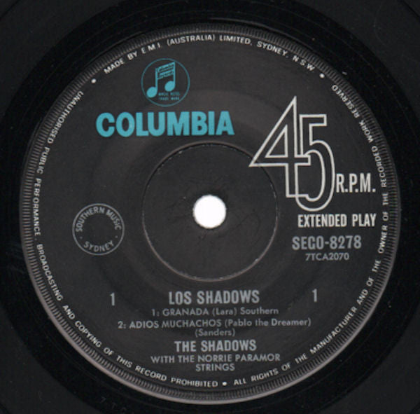 The Shadows – Los Shadows 7" vinyl record, image 2 of 3