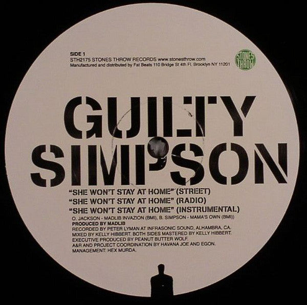 Guilty Simpson – Getting Bitches / She Won't Stay At Home 12" vinyl record, image 2 of 2