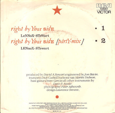 Eurythmics – Right By Your Side 7" vinyl record, image 2 of 4