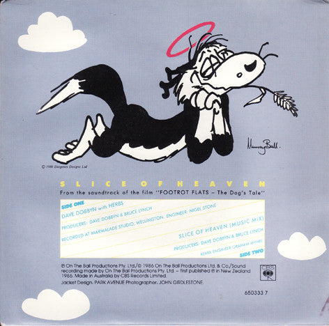 Dave Dobbyn, Herbs – Slice Of Heaven 7" vinyl record, image 2 of 4