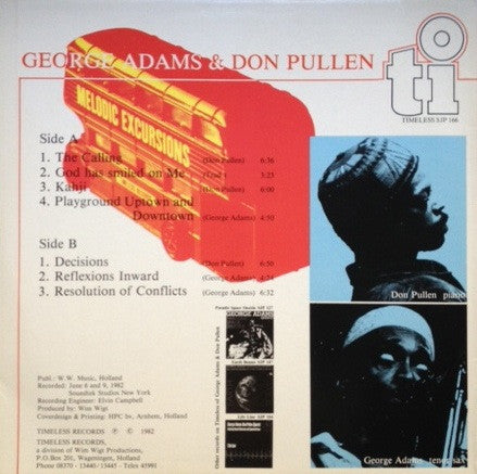 George Adams, Don Pullen – Melodic Excursions LP vinyl record, image 2 of 4