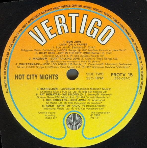 Various – Hot City Nights LP vinyl record, image 4 of 4
