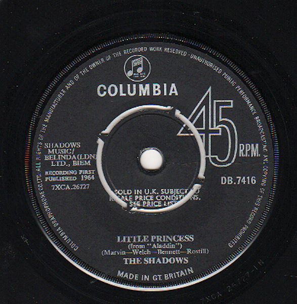 The Shadows – Genie With The Light Brown Lamp 7" vinyl record, image 2 of 2