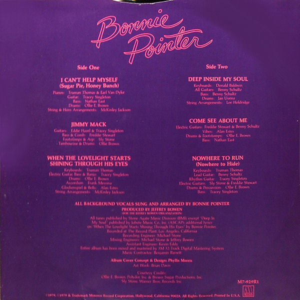 Bonnie Pointer – Bonnie Pointer LP vinyl record, image 5 of 6