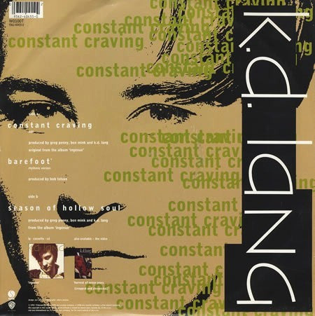 k.d. lang – Constant Craving 12" vinyl record, image 2 of 2