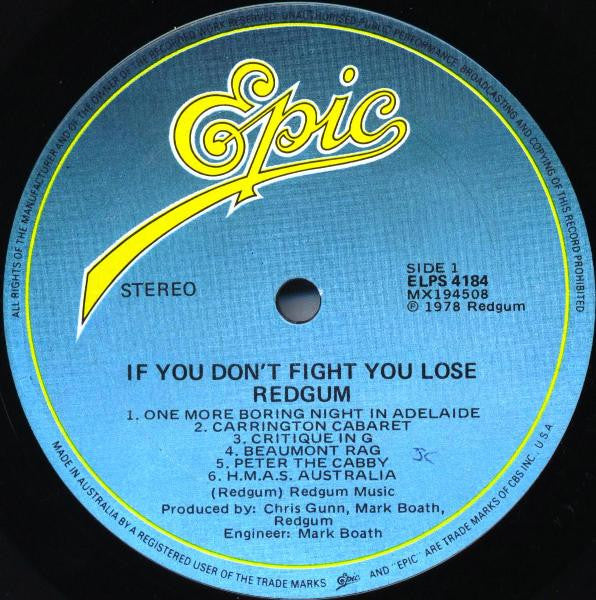 Redgum – If You Don't Fight You Lose LP vinyl record, image 3 of 5