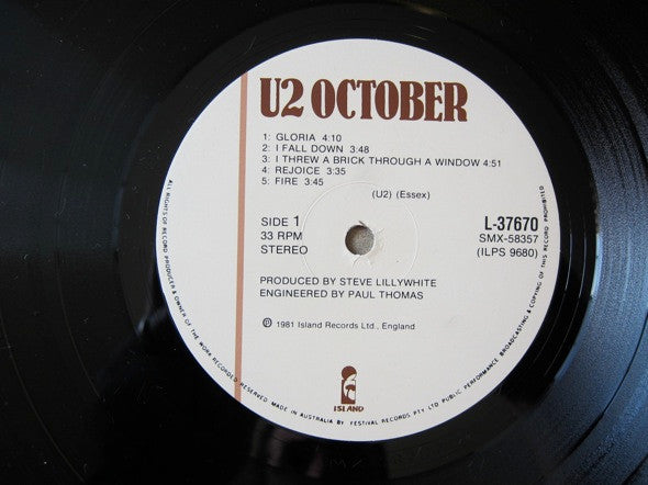 U2 – October LP vinyl record, image 5 of 9