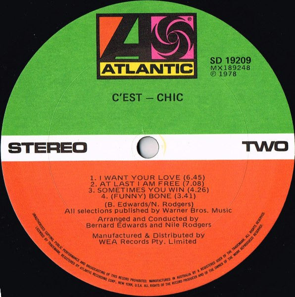 Chic – C'est Chic LP vinyl record, image 4 of 4
