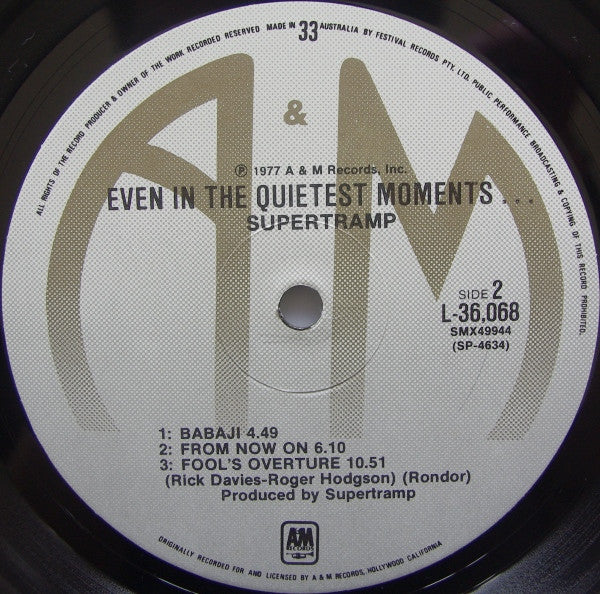 Supertramp – Even In The Quietest Moments... LP vinyl record, image 4 of 6