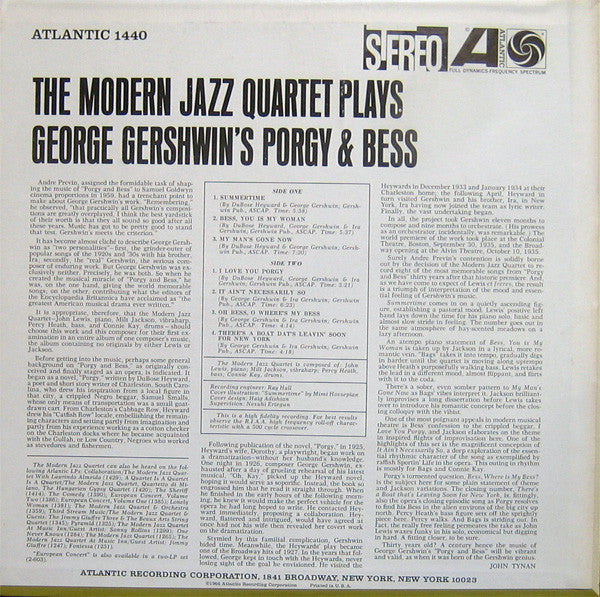 The Modern Jazz Quartet – The Modern Jazz Quartet Plays George Gershwin's Porgy & Bess LP vinyl record, image 2 of 4