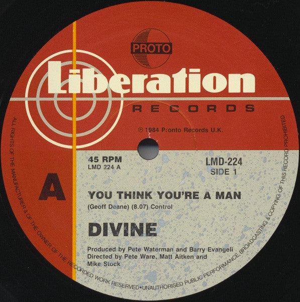 Divine – You Think You're A Man 12" vinyl record, image 3 of 4