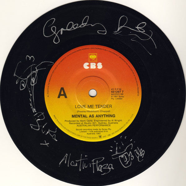Mental As Anything – Love Me Tender 7" vinyl record, image 3 of 4