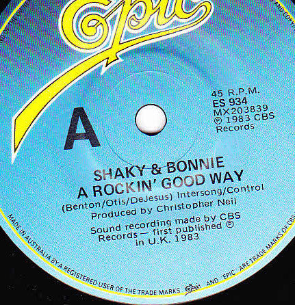Shakin' Stevens, Bonnie Tyler – A Rockin' Good Way 7" vinyl record, image 3 of 4