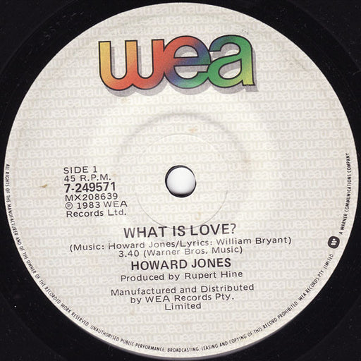 Howard Jones – What Is Love? 7" vinyl record, image 1 of 2