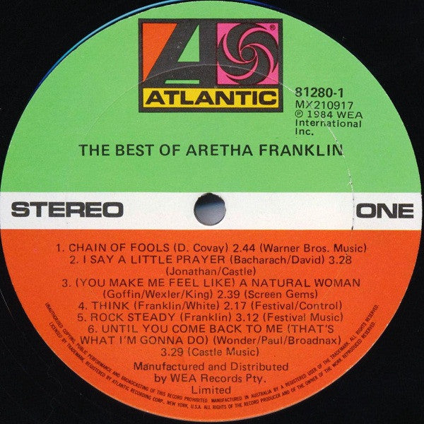 Aretha Franklin – The Best Of Aretha Franklin LP vinyl record, image 3 of 4