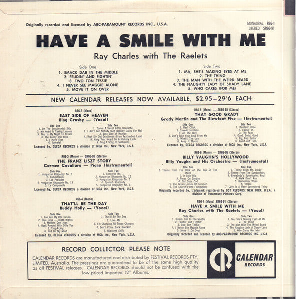 Ray Charles – Have A Smile With Me LP vinyl record, image 2 of 4