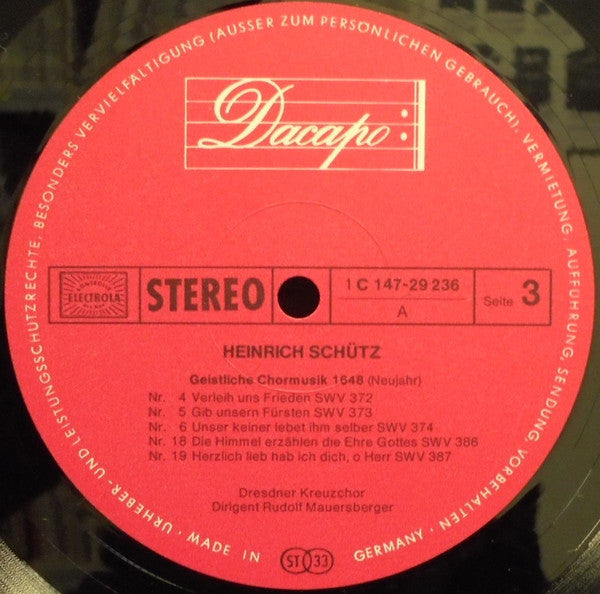 Heinrich Schütz, Dresdner Kreuzchor, Dresdner Philharmonie, Rudolf Mauersberger – Geistliche Chormusik 1648 (3xLP) LP vinyl record, image 7 of 10