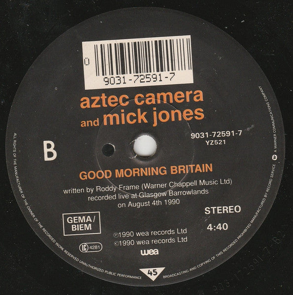 Aztec Camera, Mick Jones – Good Morning Britain 7" vinyl record, image 4 of 4