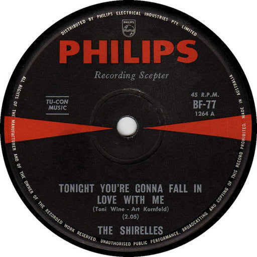 The Shirelles – Tonight You're Gonna Fall In Love With Me 7" vinyl record, image 1 of 2