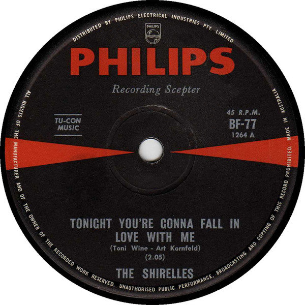 The Shirelles – Tonight You're Gonna Fall In Love With Me 7" vinyl record, image 1 of 2