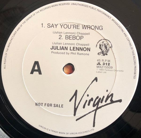 Julian Lennon – Say You're Wrong 12" vinyl record, image 3 of 4