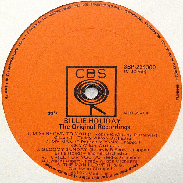Billie Holiday – The Original Recordings LP vinyl record, image 4 of 4