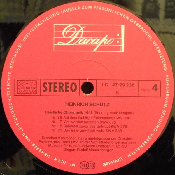 Heinrich Schütz, Dresdner Kreuzchor, Dresdner Philharmonie, Rudolf Mauersberger – Geistliche Chormusik 1648 (3xLP) LP vinyl record, image 8 of 10