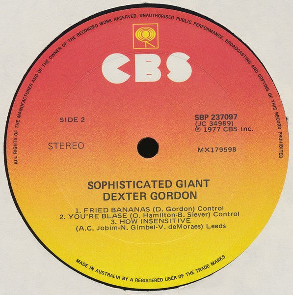 Dexter Gordon – Sophisticated Giant LP vinyl record, image 4 of 4