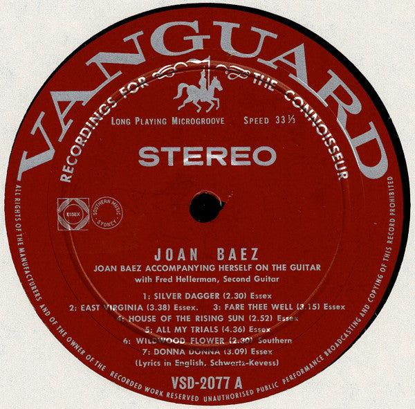 Joan Baez – Joan Baez LP vinyl record, image 3 of 4