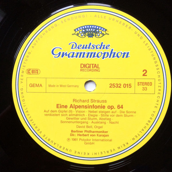 Richard Strauss, Berliner Philharmoniker, Herbert von Karajan – Eine Alpensinfonie LP vinyl record, image 4 of 4