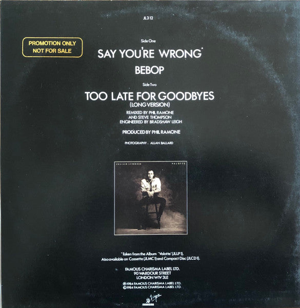 Julian Lennon – Say You're Wrong 12" vinyl record, image 2 of 4