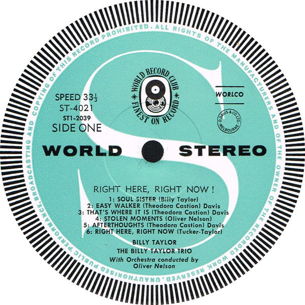 Billy Taylor, Billy Taylor Trio, Oliver Nelson's Big Band – Right Here, Right Now! LP vinyl record, image 3 of 5