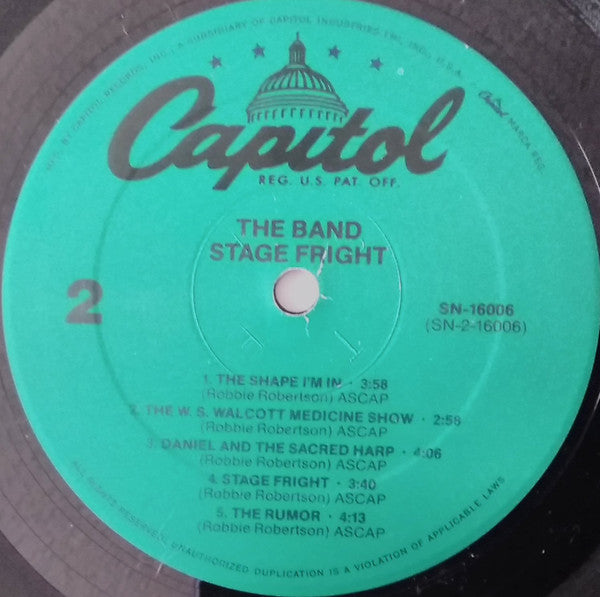 The Band – Stage Fright LP vinyl record, image 4 of 5