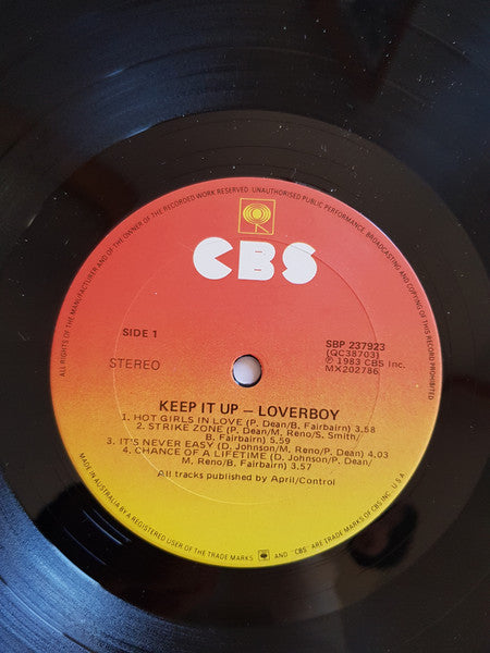 Loverboy – Keep It Up LP vinyl record, image 3 of 4
