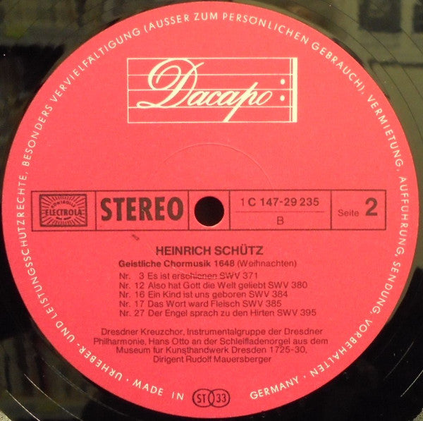 Heinrich Schütz, Dresdner Kreuzchor, Dresdner Philharmonie, Rudolf Mauersberger – Geistliche Chormusik 1648 (3xLP) LP vinyl record, image 6 of 10