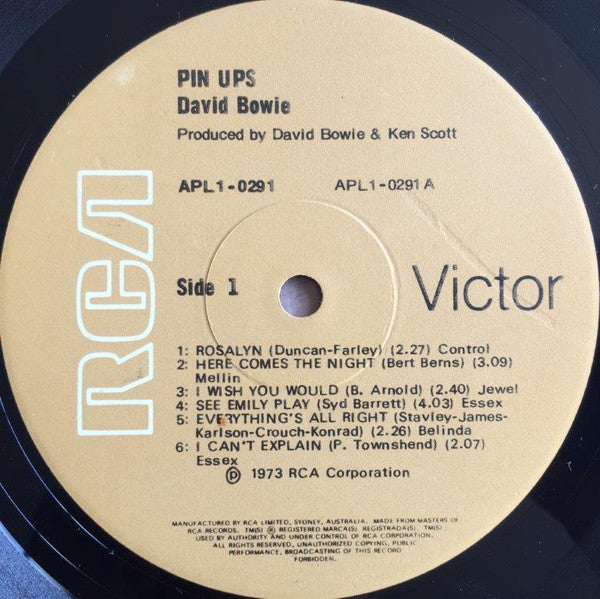 David Bowie – Pinups LP vinyl record, image 5 of 6