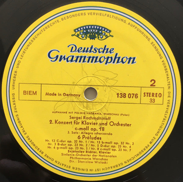 Sviatoslav Richter, Sergei Rachmaninoff – Klavierkonzert Nr. 2 In C-moll = Piano-Concerto No. 2 In C Minor / 6 Preludes LP vinyl record, image 4 of 4