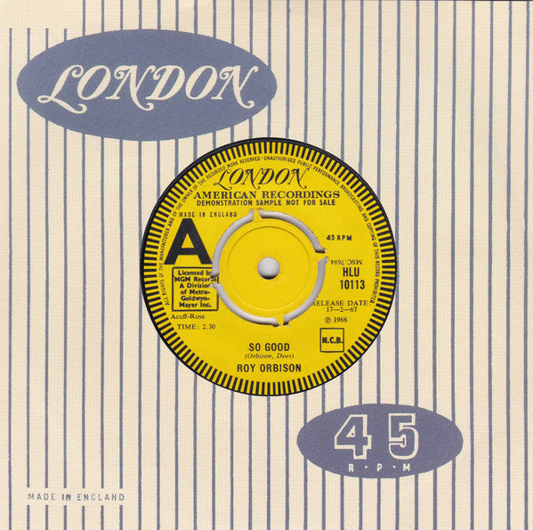 Roy Orbison – So Good 7" vinyl record, image 3 of 3