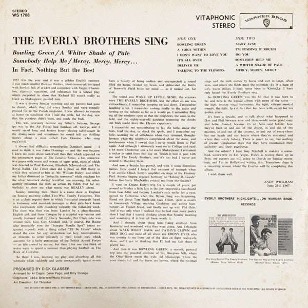Everly Brothers – The Everly Brothers Sing LP vinyl record, image 2 of 4