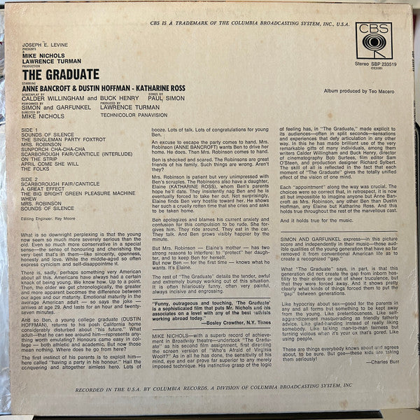 Simon & Garfunkel, Dave Grusin – The Graduate (Original Sound Track Recording) LP vinyl record, image 2 of 4