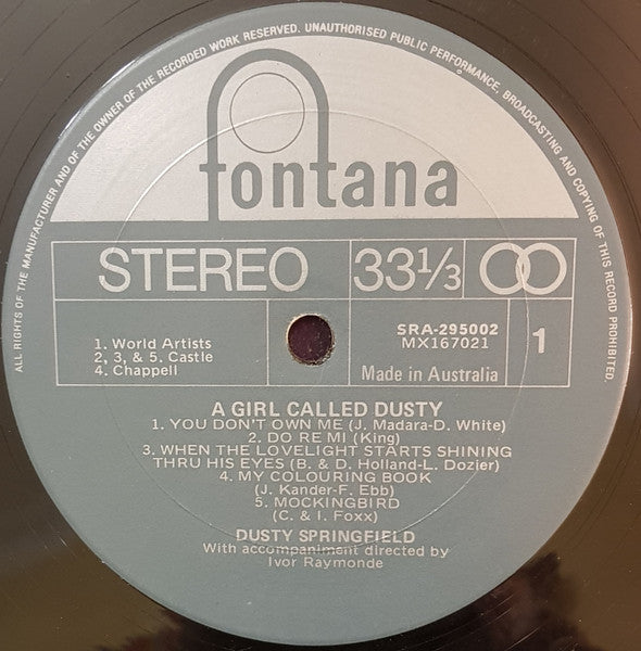 Dusty Springfield – A Girl Called Dusty LP vinyl record, image 3 of 4