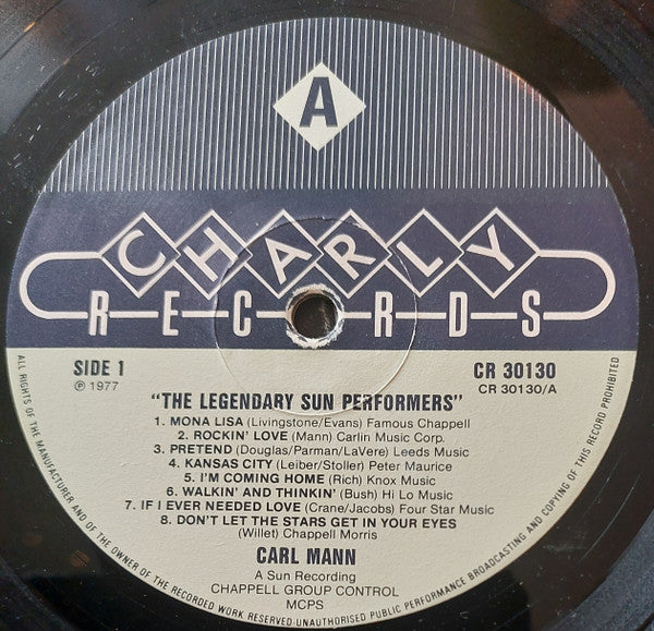 Carl Mann – The Legendary Sun Performers LP vinyl record, image 3 of 4