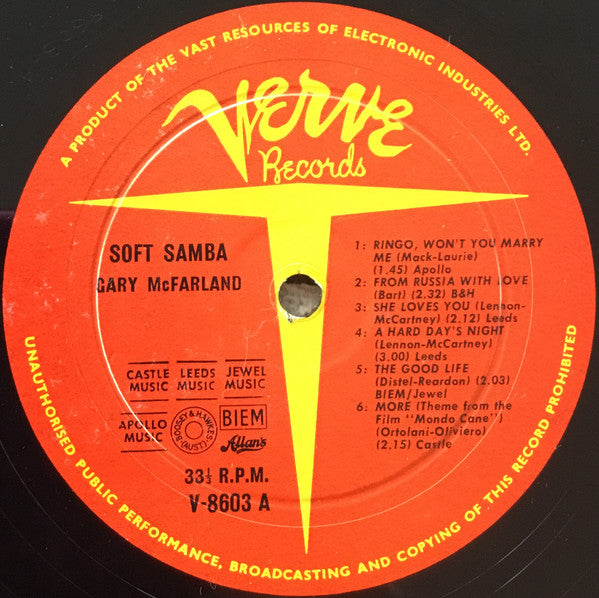 Gary McFarland – Soft Samba LP vinyl record, image 3 of 3